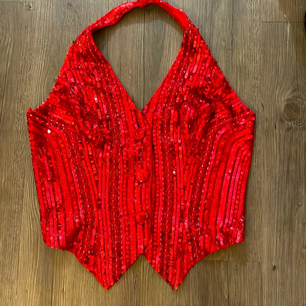 Lavish Bustier/ Vest Jeweled beaded embellished silk sz 10